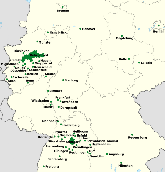 Kaart met alle Duitse milieuzones