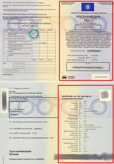 Belgisch kentekenbewijs 2013 en later.